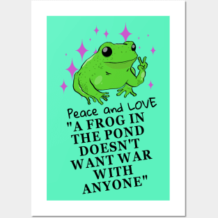 frog peace sign Posters and Art